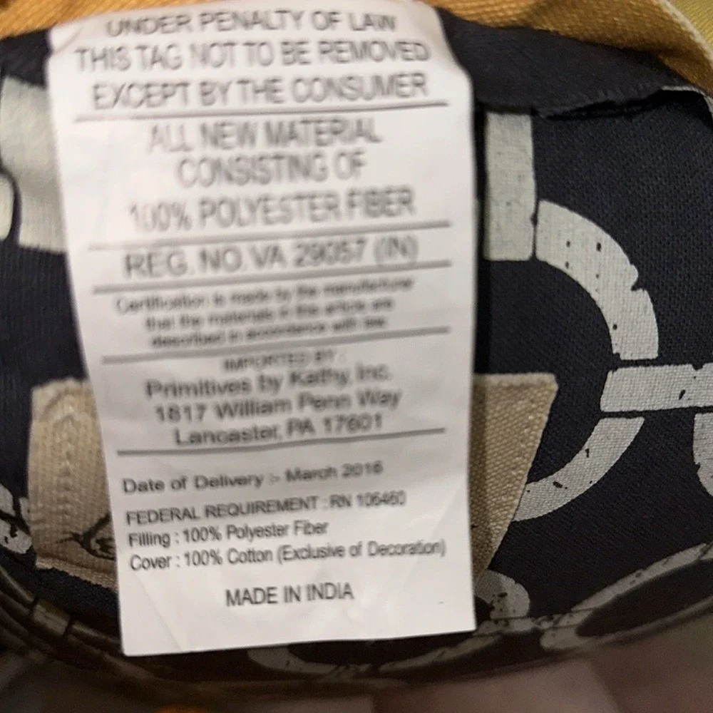 Primitives by Kathy Gone Sailin Nautical Throw Pillow Yellow Navy Cotton 31033